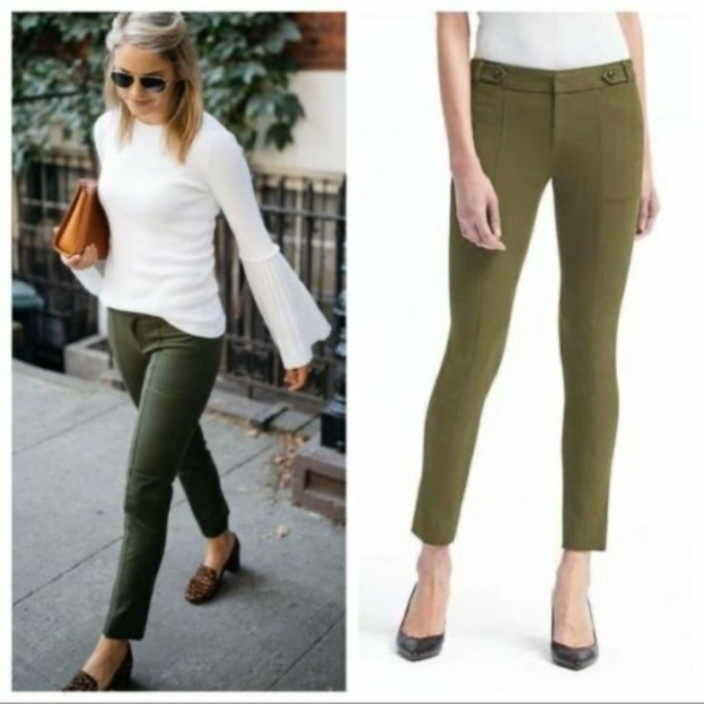 Banana Republic SLOAN Pants Olive Green Cropped 8